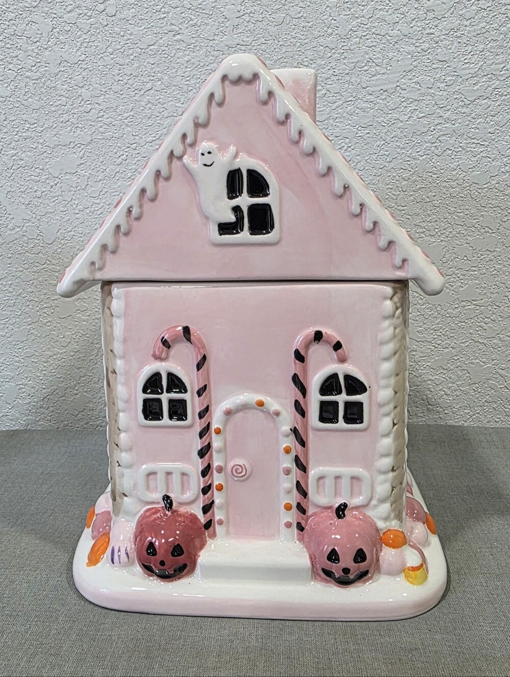 Pink Halloween Ceramic House Candy Jar - Home Holiday